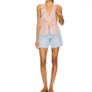 Free People Fearless Tank Top Ivory Print Floral Size Small NWT Boho Festival